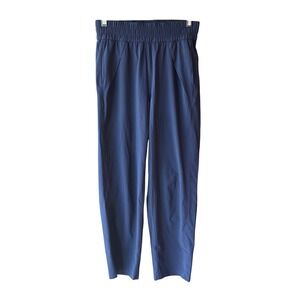 Lululemon Stretch High Rise Tapered Pant Navy Blue Pull On Size 4 Travel Casual